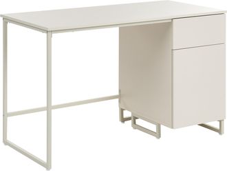 Beliani Escritorio De Oficina Tablero De Mdf Y Estructura De Acero 120 X 60 Cm Con Caj&oacute;n Almacenaje Cerrado Estilo Minimalista Beige Claro Lexton