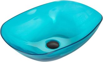 Beliani Beliani - Lavabo da appoggio per bagno Superficie solida semitrasparente 540 x 360 mm Turchese Moengo