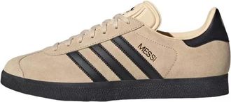 adidas Originals Adidas Gazzelle Messi Crystal Sand Golden Gen Mens Trainers, Beige Black, 9 UK