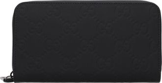 Gucci Herrens Geldb&ouml;rse aus gummiertem Leder in Schwarz