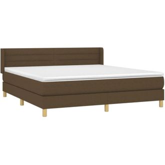 vidaXL Vidaxl - Cama Box Spring Con Colch&oacute;n Tela Marr&oacute;n Oscuro 180x200 Cm