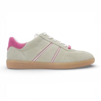 Tamaris Tamaris dames sneakers van groen en roze leer