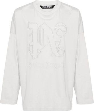 Palm Angels Monogram cotton T-shirt - men - Polyester/Cotton - M - Grey