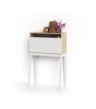 HERDASA Herdasa - Mesa Estudio Para Colgar Mod-630 Acabado Nogal/blanco, 39 X 75 X 117 Cm (fondo X Ancho X Alto)