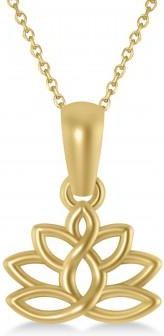Allurez Lotus Flower Pendant Necklace 14k Yellow Gold