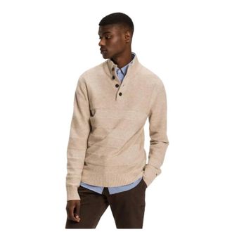 Tommy Hilfiger Turtlenecks, male, Beige, S, Striped Knit Funnel Neck Jumper