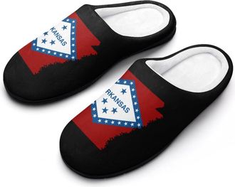 Generic Arkansas Map Flag Funny Mens Cotton Slippers Soft Non-Slip Rubber Sole House Slipper Indoor Outdoor