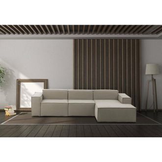 Talamo Italia Talamo Italia - Sofá fijo Giovanna, Sofá modular 3 plazas península derecha, 100% Made in Italy, Sofá moderno en tela, Cm 300x170h70, Tórtola, con