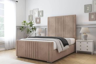 Comfort Beds Royal Naples Bed Frame With Mattress-50 Upholstered in Light Brown | Size: Single