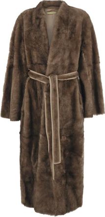 Nour Hammour Nour Hammour, Jassen, Dames, Bruin, S, Leer, Evita Shearling Jas