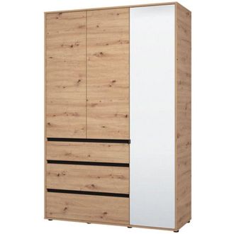 Dmora Guardaroba 3 Ante Ilbonoo, Armadio Camera da Letto Appendiabiti, 3 Cassetti, 4 Ripiani, 138x55 cm Marrone Rovere Nodi