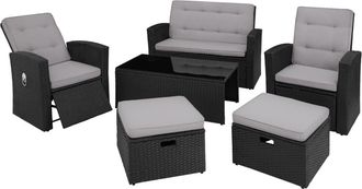 TecTake Conjunto de rat&aacute;n con estructura de aluminio y resistente negro