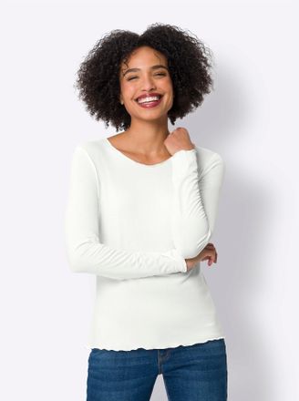 Heine Langarmshirt HEINE Doppelpack Shirts, Damen, Gr. 34, rot (rot, ecru), 95% Viskose, 5% Elasthan, unifarben, Rundhals, Shirts Langarmshirt