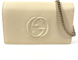 Gucci Ivory Leather Chain/Shoulder Wallet (Pre-Owned)