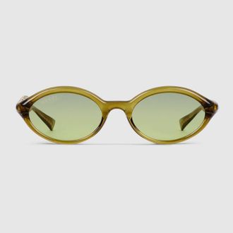 Gucci Oval Frame Sunglasses, Green