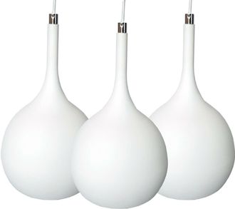 Loops Hanging Ceiling Pendant Light 3x Matt White & Copper Kitchen Lamp Built in LED