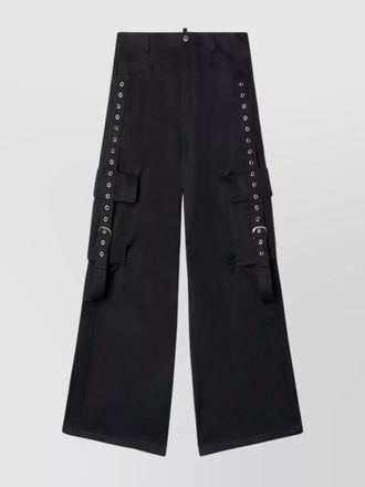 Off-white cotton wide-leg cargo trousers