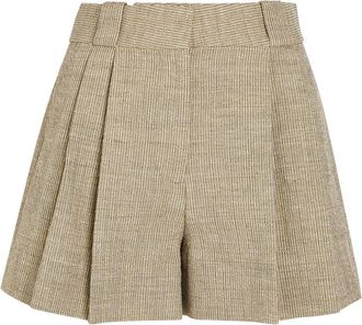 Blaz&eacute; Milano Selle Pleated Cotton-blend Shorts - Beige - 4 (UK14 / L)