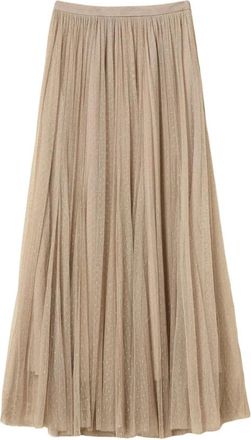 Twinset Gonna lunga in tulle con righe in lurex - - Skirts - Donna - Beige - M