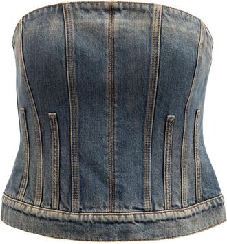 Alexander McQueen Denim Jacket - Dames - Tops zonder mouwen - Blauw - L - Denim - Tops
