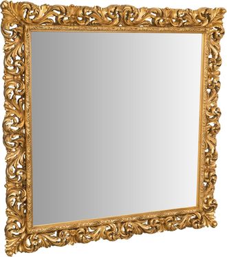 Biscottini International Biscottini - Espejo De Pared De Colgar En Madera Con Acabado De Hoja De Oro Antiguo Hecho En Italia