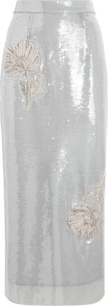 Huishan Zhang ask Condition forst Huishan Zhang Sequin Floral Oakley Pencil Skirt Size L