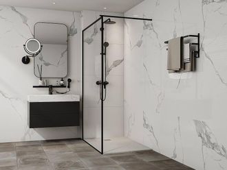 Vente-Unique Resin Free-Standing Or Flush Shower Tray - White - 120 X 80 Cm | Size: 1200mm x 800mm