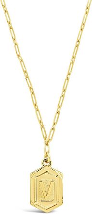 Sterling Forever Hexagon Tag Initial Necklace
