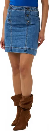 Esqualo Lennox Button Detail Denim Skirt In Blue
