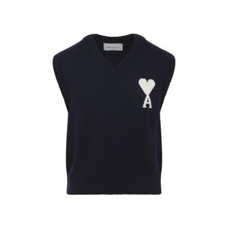 Ami Navy Blue Logo Sweater