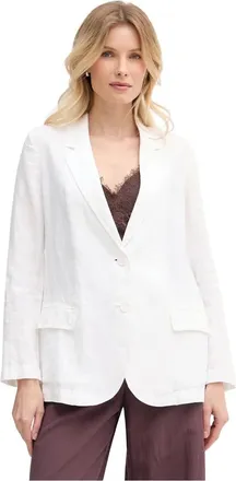 Benetton Blazer de lino puro - Jackets - Mujer - Blanco - XL