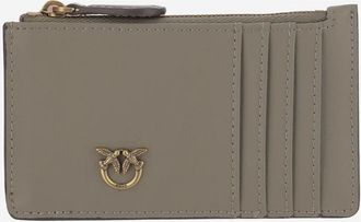 Pinko Wallets & Cardholders, female, Beige, ONE SIZE, Leather Card Holder with Love Birds