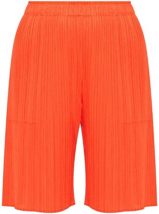 Pleats Please Issey Miyake Miyake pliss&eacute;-effect shorts - women - Polyester - 5 - Orange