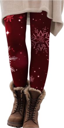 Generic Women Xmas Leggings Gym Fitness Running Tights High Waisted Legging Merry Christmas Stretchy Pants Workout Tights (M)