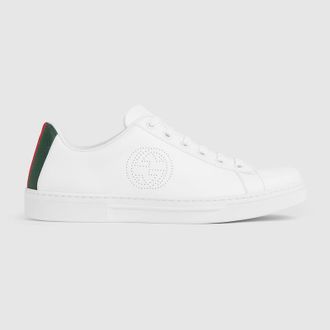 Gucci Womens Gucci Ace Sneaker, White, Leather