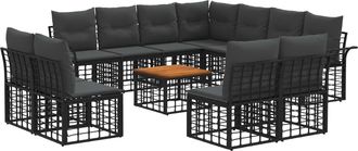 vidaXL Conjunto De Sof&aacute;s De Exterior 12 Uds. Negro Y Gris Oscuro Vidaxl