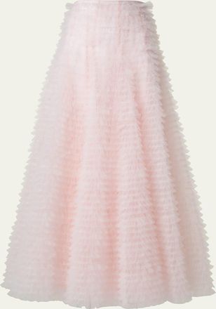 Akris Tulle Ruched Maxi Skirt