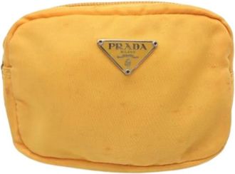 Prada Pre-owned Vintage Pouch - Dames - Vintage Tassen - Geel - ONE Size - Nylon - Vintage