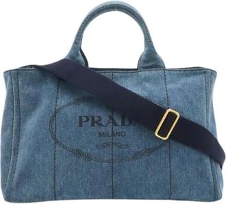 Prada Pre-owned Vintage Tote Bag - Dames - Vintage Shopper - Blauw - ONE Size - Denim - Vintage