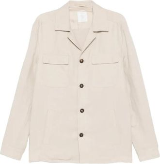 Eleventy Linnenmix Overhemdjas - Heren - Zomerjassen - Beige - S - Linnen - Jassen