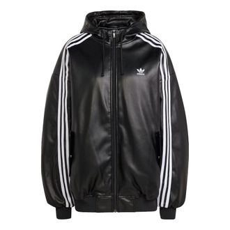 adidas (WMNS) adidas Adilenium Oversized Faux Leather Jacket Asia Sizing Black White IV9328