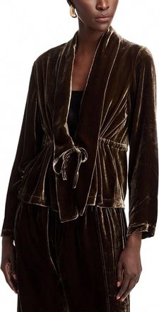 Eileen Fisher High Collar Velvet Jacket In Wren