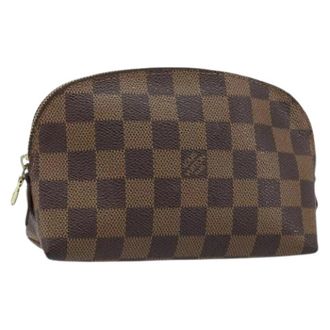 Louis Vuitton Pre-owned Damier Ebene Canvas Pouch - Dames - Vintage Clutch - Bruin - ONE Size - Leer - Vintage