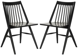 Safavieh Set de 2 sillas de comedor en madera de caucho negra