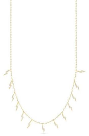 Sphera Milano Cubic Zirconia Pav&eacute; Lightning Charm Necklace in Gold at Nordstrom Rack