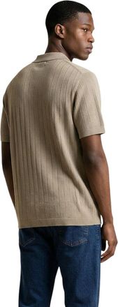 A|X Armani Exchange Ribbed Cotton Polo Shirt - Beige