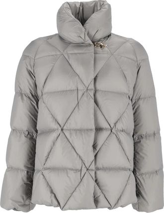 Fay Down Cape Raglan Argyle + Gancio - Dames - Winterjassen - Grijs - L - Jassen