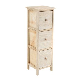 Tendance Mueble Paulownia Mdf Chopo 3 Cajones Impreso Pomos Madera Esteban - Blanco Natural - Tendance
