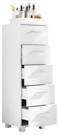 ebuy24 Vcm Wood Midischrank Gabinete De Ba&ntilde;o Dimensiones: Al. 90 X An. 30 X P. 30 Cm Caj&oacute;n 5 Cajones - Zalo M (blanco)