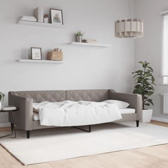 vidaXL Sof&aacute; Cama Sin Colch&oacute;n Tela Taupe 90x200 Cm Vidaxl